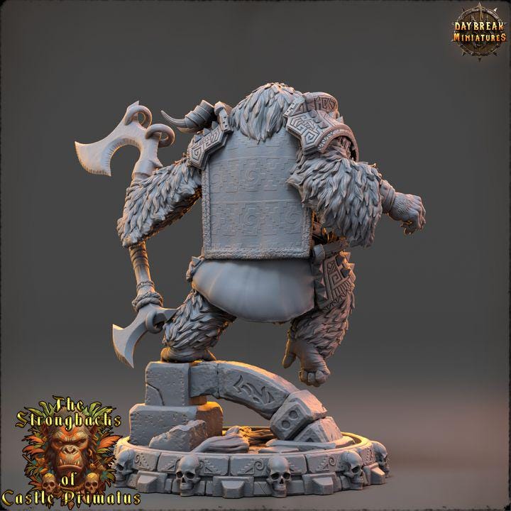 Targu Stelmaar, Strongbacks of Castle Primatus - 32mm Scale - Unpainted Miniature for DnD, Pathfinder, Tabletop RPGs - Daybreak Miniatures