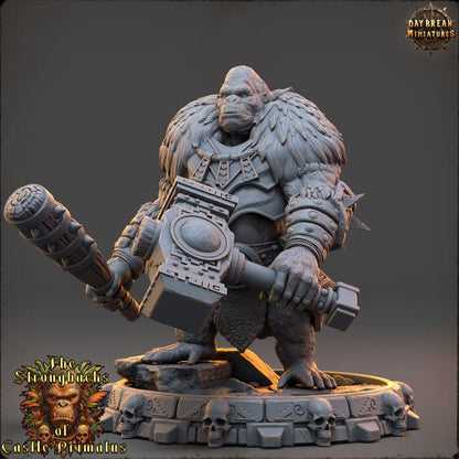 Grak Bloodren, Strongbacks of Castle Primatus - 32mm Scale - Unpainted Miniature for DnD, Pathfinder, Tabletop RPGs - Daybreak Miniatures