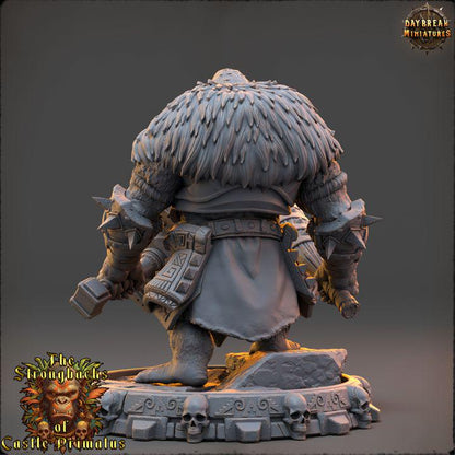 Grak Bloodren, Strongbacks of Castle Primatus - 32mm Scale - Unpainted Miniature for DnD, Pathfinder, Tabletop RPGs - Daybreak Miniatures