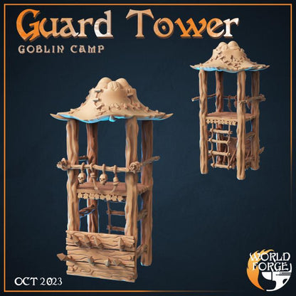 Goblin Guard Tower, Goblin Camp Collection - 32mm Scale - Unpainted Miniature for DnD, Pathfinder, Tabletop RPGs, Dioramas - World Forge