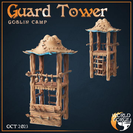 Goblin Guard Tower, Goblin Camp Collection - 32mm Scale - Unpainted Miniature for DnD, Pathfinder, Tabletop RPGs, Dioramas - World Forge
