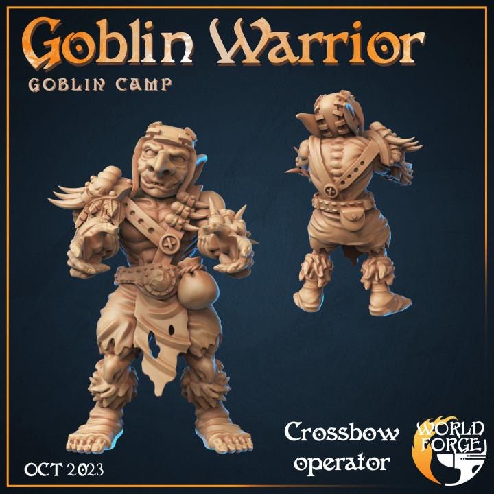 Goblin War Crossbow, Goblin Camp Collection - 32mm Scale - Unpainted Miniature for DnD, Pathfinder, Tabletop RPGs, Dioramas - World Forge