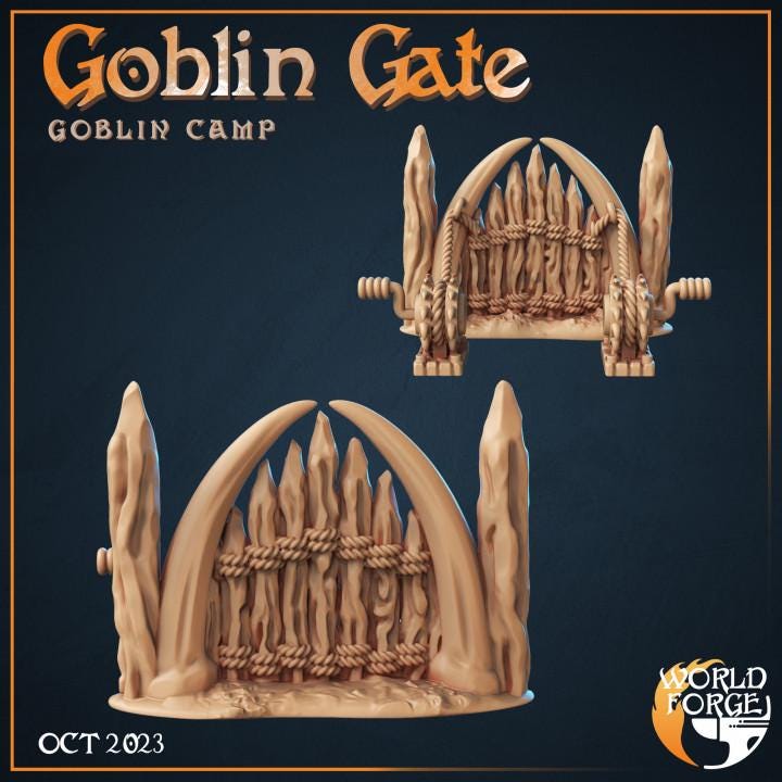 Goblin Gate, Goblin Camp Collection - 32mm Scale - Unpainted Miniature for DnD, Pathfinder, Tabletop RPGs, Dioramas - World Forge