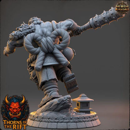 Tetsubō-oni, Oni Miniature - Thorns of the Rift - 32mm Scale - Unpainted Miniature for DnD, Pathfinder, Tabletop RPGs - Daybreak Miniatures