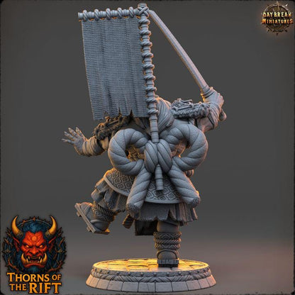 Hōnō-hata, Oni Miniature - Thorns of the Rift - 32mm Scale - Unpainted Miniature for DnD, Pathfinder, Tabletop RPGs - Daybreak Miniatures
