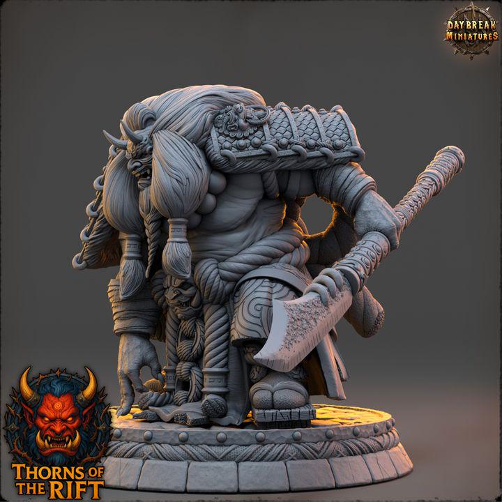 Tetsuyama, Oni Miniature - Thorns of the Rift - 32mm Scale - Unpainted Miniature for DnD, Pathfinder, Tabletop RPGs - Daybreak Miniatures