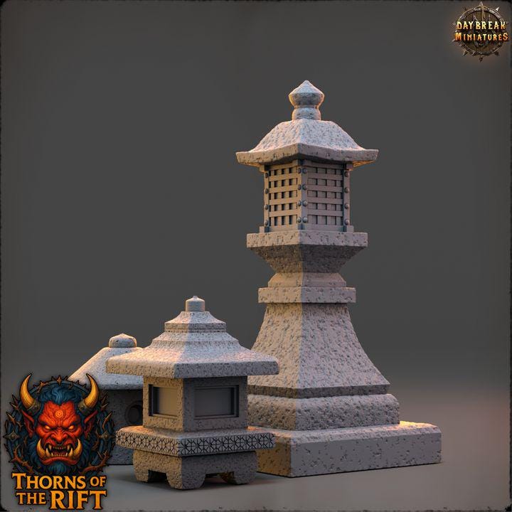 Kageakari, Small Statues - Thorns of the Rift - 32mm Scale - Unpainted Miniature for DnD, Pathfinder, Tabletop RPGs - Daybreak Miniatures