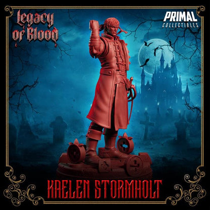 Kaelen Stormholt, Legacy of Blood - 28mm, 32mm, 75mm Scale - Unpainted Miniature for DnD, Pathfinder, Tabletop RPGs - Primal Collectibles