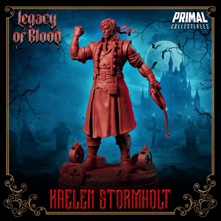 Kaelen Stormholt, Legacy of Blood - 28mm, 32mm, 75mm Scale - Unpainted Miniature for DnD, Pathfinder, Tabletop RPGs - Primal Collectibles