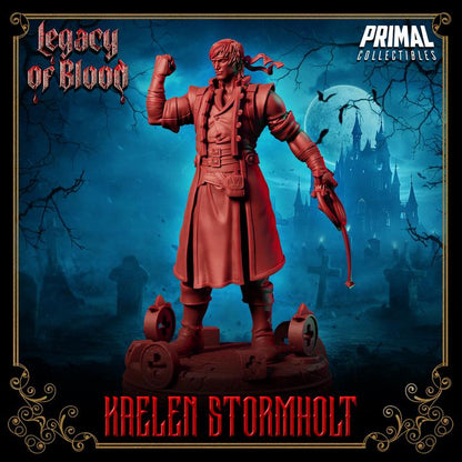 Kaelen Stormholt, Legacy of Blood - 28mm, 32mm, 75mm Scale - Unpainted Miniature for DnD, Pathfinder, Tabletop RPGs - Primal Collectibles