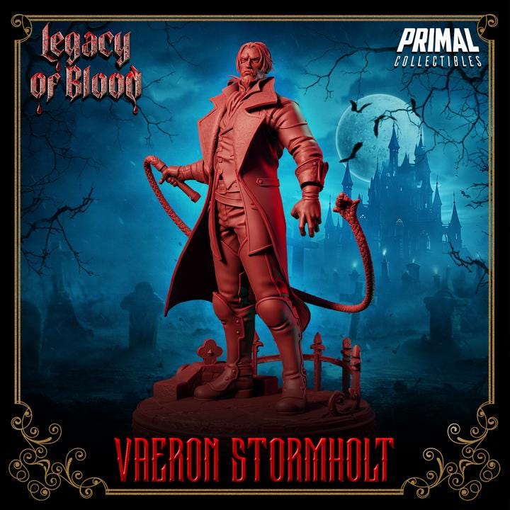 Vaeron Stormholt, Legacy of Blood - 28mm, 32mm, 75mm Scale - Unpainted Miniature for DnD, Pathfinder, Tabletop RPGs - Primal Collectibles