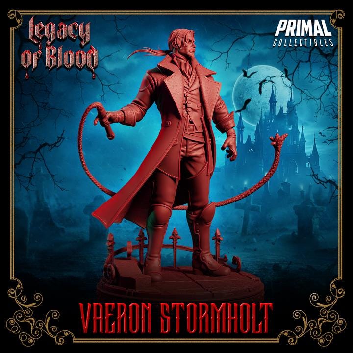 Vaeron Stormholt, Legacy of Blood - 28mm, 32mm, 75mm Scale - Unpainted Miniature for DnD, Pathfinder, Tabletop RPGs - Primal Collectibles