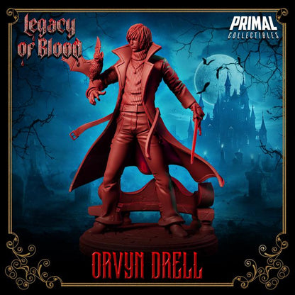 Orvyn Drell, Legacy of Blood - 28mm, 32mm, 75mm Scale - Unpainted Miniature for DnD, Pathfinder, Tabletop RPGs - Primal Collectibles