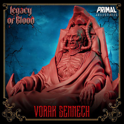 Lord Vorak Sennech, Legacy of Blood - 28mm, 32mm, 75mm Scale - Unpainted Miniature for DnD, Pathfinder, Tabletop RPGs