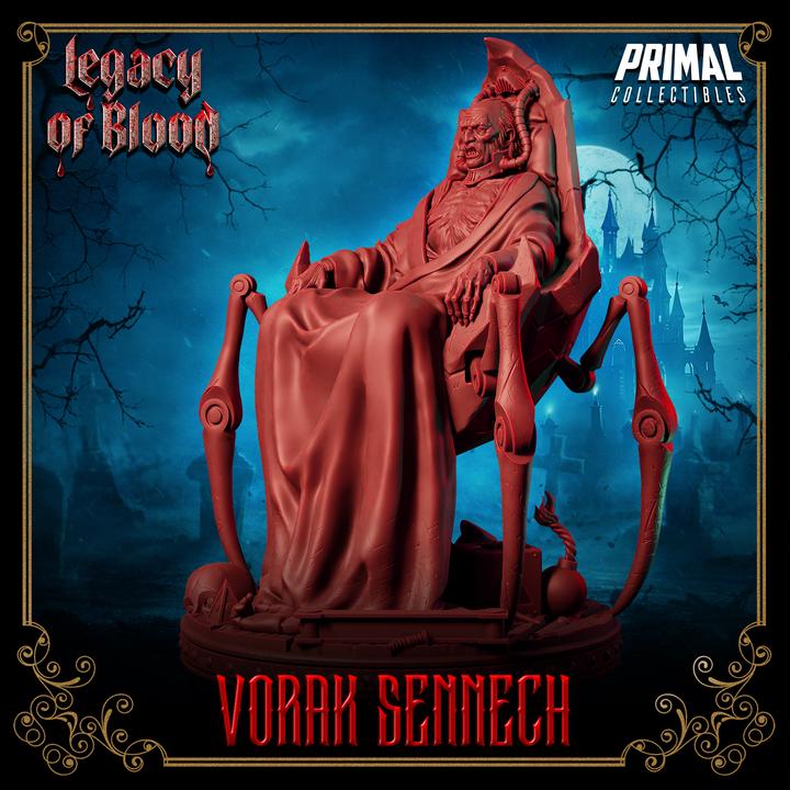 Lord Vorak Sennech, Legacy of Blood - 28mm, 32mm, 75mm Scale - Unpainted Miniature for DnD, Pathfinder, Tabletop RPGs