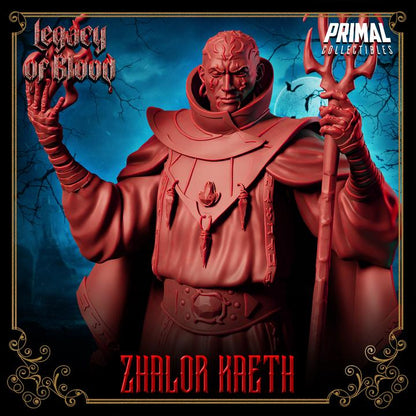 Zhalor Kaeth, Legacy of Blood - 28mm, 32mm, 75mm Scale - Unpainted Miniature for DnD, Pathfinder, Tabletop RPGs - Primal Collectibles