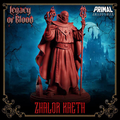 Zhalor Kaeth, Legacy of Blood - 28mm, 32mm, 75mm Scale - Unpainted Miniature for DnD, Pathfinder, Tabletop RPGs - Primal Collectibles