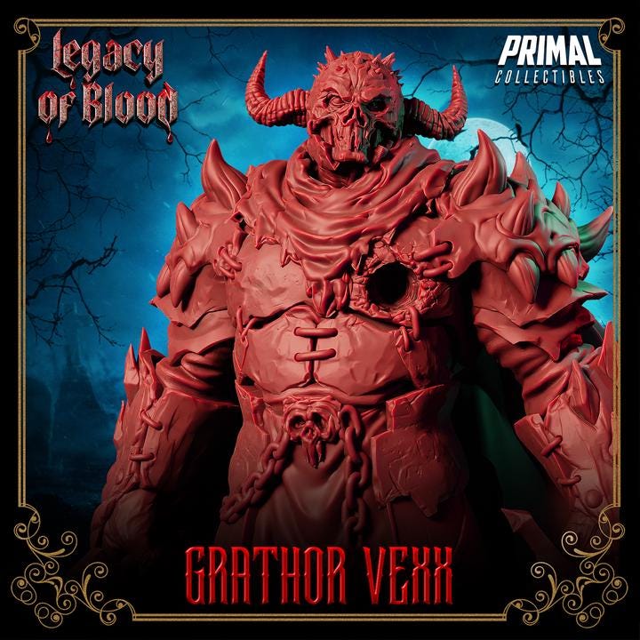 Spirit, Grathor Vexx, Legacy of Blood - 28mm, 32mm, 75mm Scale - Unpainted Miniature for DnD, Pathfinder, Tabletop RPGs