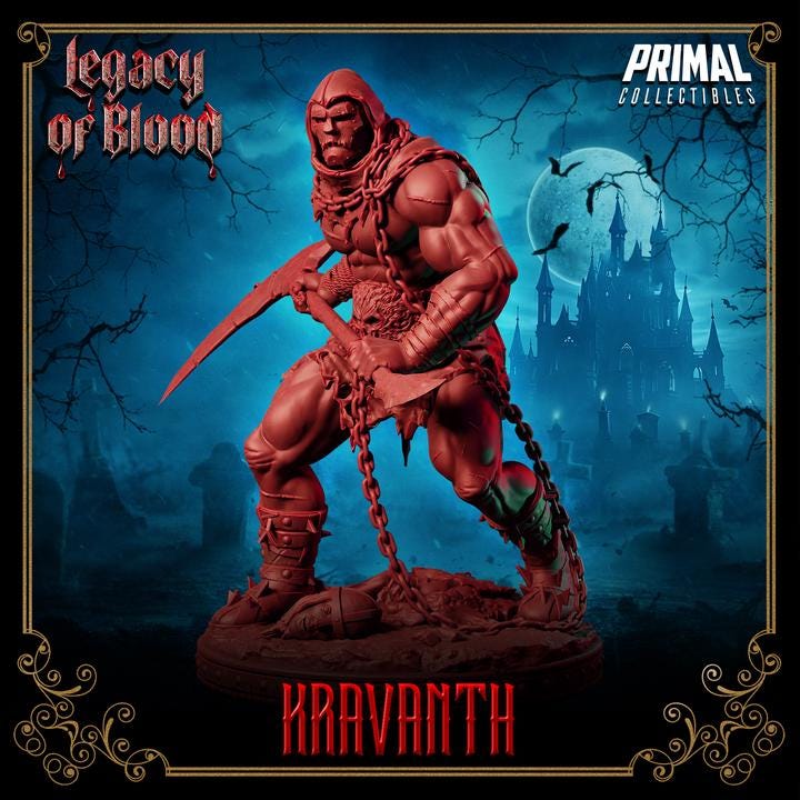 Assassin, Kravanth, Legacy of Blood - 28mm, 32mm, 75mm Scale - Unpainted Miniature for DnD, Pathfinder, Tabletop RPGs - Primal Collectibles
