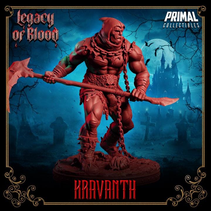 Assassin, Kravanth, Legacy of Blood - 28mm, 32mm, 75mm Scale - Unpainted Miniature for DnD, Pathfinder, Tabletop RPGs - Primal Collectibles