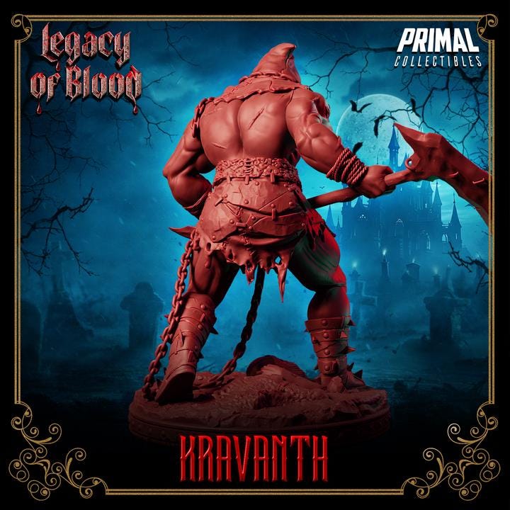 Assassin, Kravanth, Legacy of Blood - 28mm, 32mm, 75mm Scale - Unpainted Miniature for DnD, Pathfinder, Tabletop RPGs - Primal Collectibles
