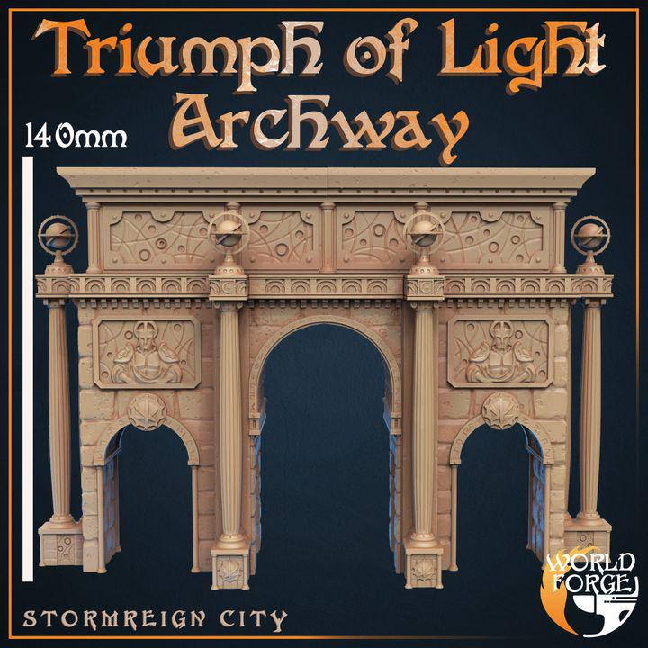 Triumph of Light Archway - Stormreign City - 32mm Scale - Unpainted Miniature for DnD, Pathfinder, Tabletop RPGs & Dioramas - World Forge
