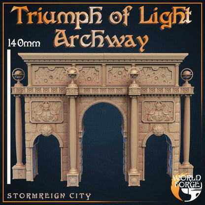Triumph of Light Archway - Stormreign City - 32mm Scale - Unpainted Miniature for DnD, Pathfinder, Tabletop RPGs & Dioramas - World Forge