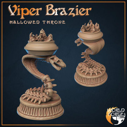 Viper Brazier - Hallowed Throne Catacombs - 32mm Scale - Unpainted Miniature for DnD, Pathfinder, Tabletop RPGs & Dioramas - World Forge