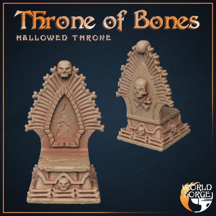 Throne of Bones - Hallowed Throne Catacombs - 32mm Scale - Unpainted Miniature for DnD, Pathfinder, Tabletop RPGs & Dioramas - World Forge