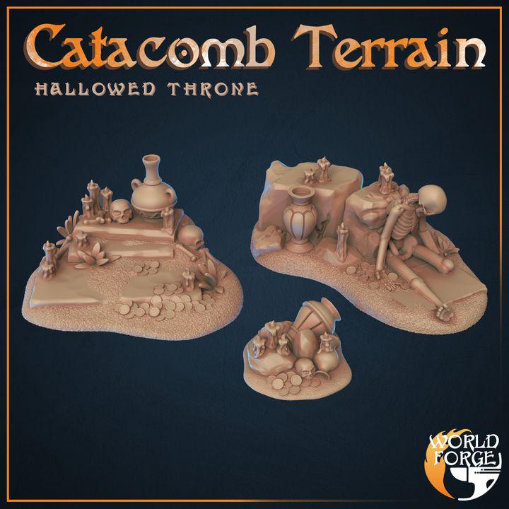 Catacomb Terrain - Hallowed Throne Catacombs - 32mm Scale - Unpainted Miniature for DnD, Pathfinder, Tabletop RPGs & Dioramas - World Forge