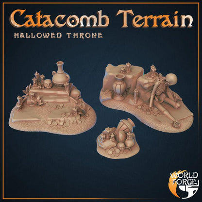 Catacomb Terrain - Hallowed Throne Catacombs - 32mm Scale - Unpainted Miniature for DnD, Pathfinder, Tabletop RPGs & Dioramas - World Forge