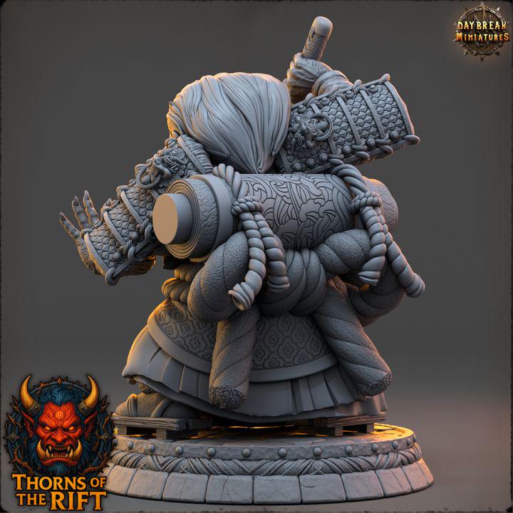 Kurojinrai, Oni Miniature - Thorns of the Rift - 32mm Scale - Unpainted Miniature for DnD, Pathfinder, Tabletop RPGs - Daybreak Miniatures