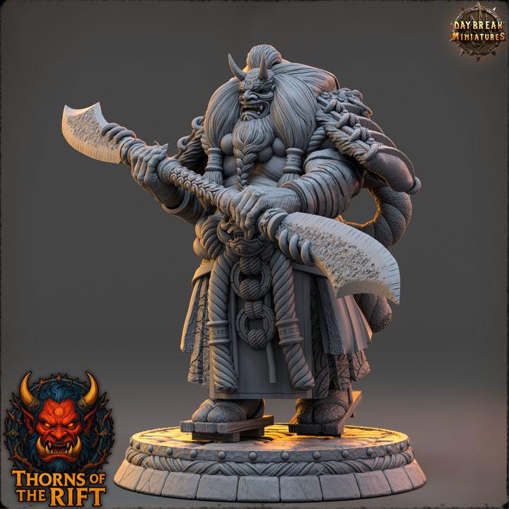 Onimasa, Oni Miniature - Thorns of the Rift - 32mm Scale - Unpainted Miniature for DnD, Pathfinder, Tabletop RPGs - Daybreak Miniatures