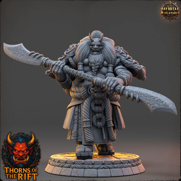Onimasa, Oni Miniature - Thorns of the Rift - 32mm Scale - Unpainted Miniature for DnD, Pathfinder, Tabletop RPGs - Daybreak Miniatures