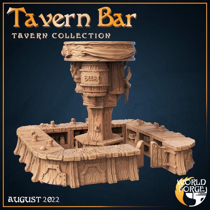Tavern Bar - Arcane Dragon Tavern Collection - 32mm Scale - Unpainted Miniature for DnD, Pathfinder, Tabletop RPGs, and Dioramas