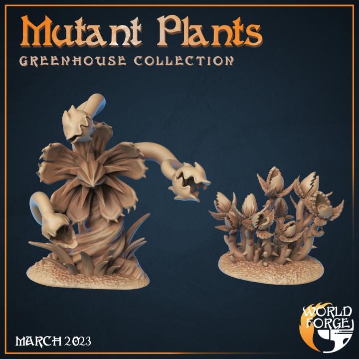 Mutant Plants - Greenhouse Collection - 32mm Scale - Unpainted Miniature for DnD, Pathfinder, Tabletop RPGs, Dioramas - World Forge
