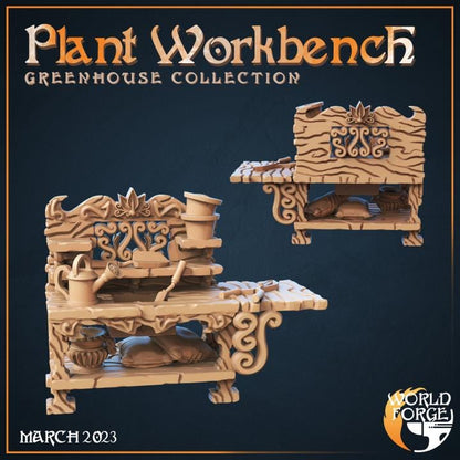 Plant Workbench - Greenhouse Collection - 32mm Scale - Unpainted Miniature for DnD, Pathfinder, Tabletop RPGs, Dioramas - World Forge