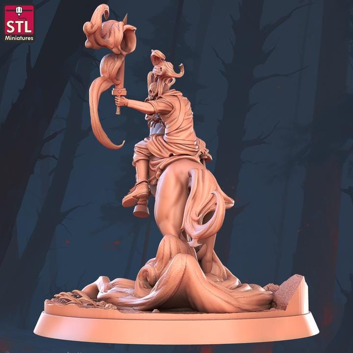 Spectral Horseman, Skeletal Horserider - 32mm Scale - Unpainted Miniature for DnD, Pathfinder, Tabletop RPGs - STL Miniatures