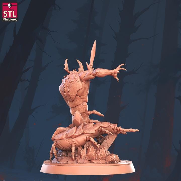 Chilopendras, Bug Monsters - 32mm Scale - Unpainted Miniature for DnD, Pathfinder, Tabletop RPGs - STL Miniatures