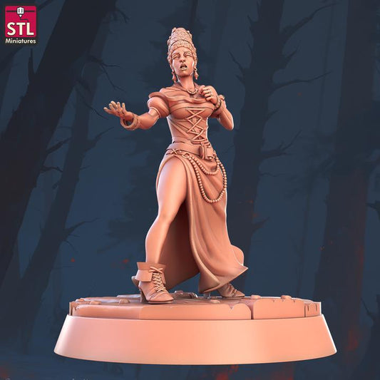 Singer, Human Female Bard - Town Festival Set - 32mm Scale - Unpainted Miniature for DnD, Pathfinder, Tabletop RPGs - STL Miniatures