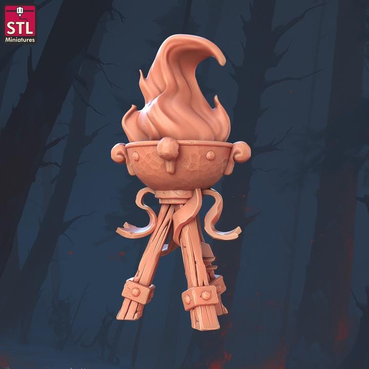 Parade Torch, Set of 4 - Town Festival Set - 32mm Scale - Unpainted Miniature for DnD, Pathfinder, Tabletop RPGs - STL Miniatures