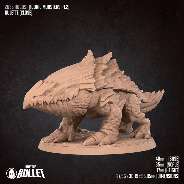 Bulette - 32mm, 35mm Scale - Unpainted Miniature for DnD, Pathfinder, Tabletop RPGs - Bite the Bullet