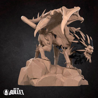 Manticore - 32mm, 35mm Scale - Unpainted Miniature for DnD, Pathfinder, Tabletop RPGs - Bite the Bullet