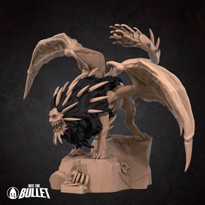 Manticore - 32mm, 35mm Scale - Unpainted Miniature for DnD, Pathfinder, Tabletop RPGs - Bite the Bullet