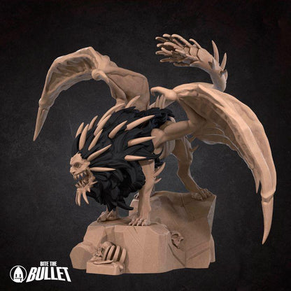 Manticore - 32mm, 35mm Scale - Unpainted Miniature for DnD, Pathfinder, Tabletop RPGs - Bite the Bullet