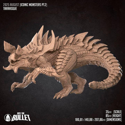 Tarrasque - 32mm, 35mm Scale - Unpainted Miniature for DnD, Pathfinder, Tabletop RPGs - Bite the Bullet