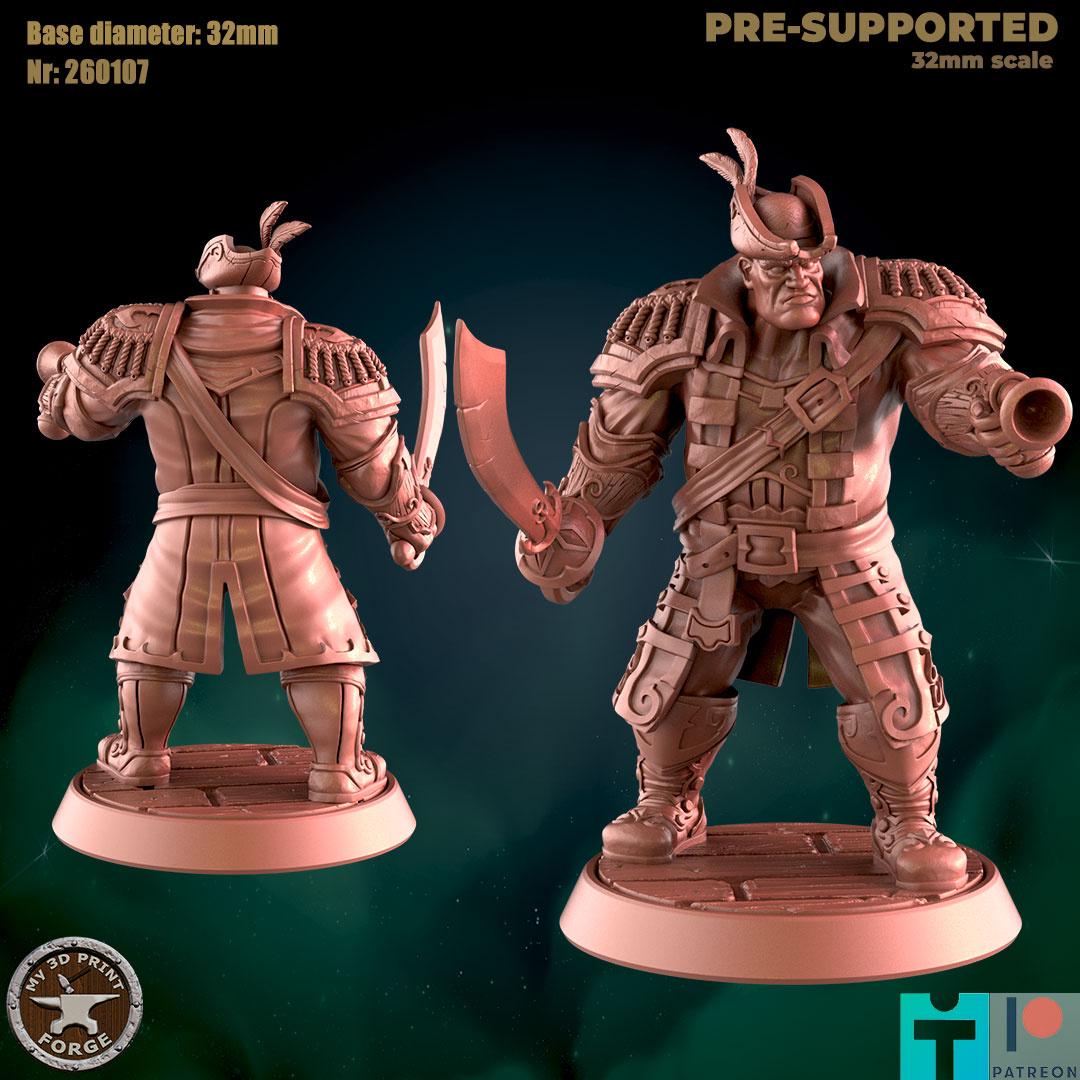 Human Swashbuckler - Port Town Humans - 32mm Scale - Unpainted Miniature for DnD, Pathfinder, Tabletop RPGs - My3dPrintForge