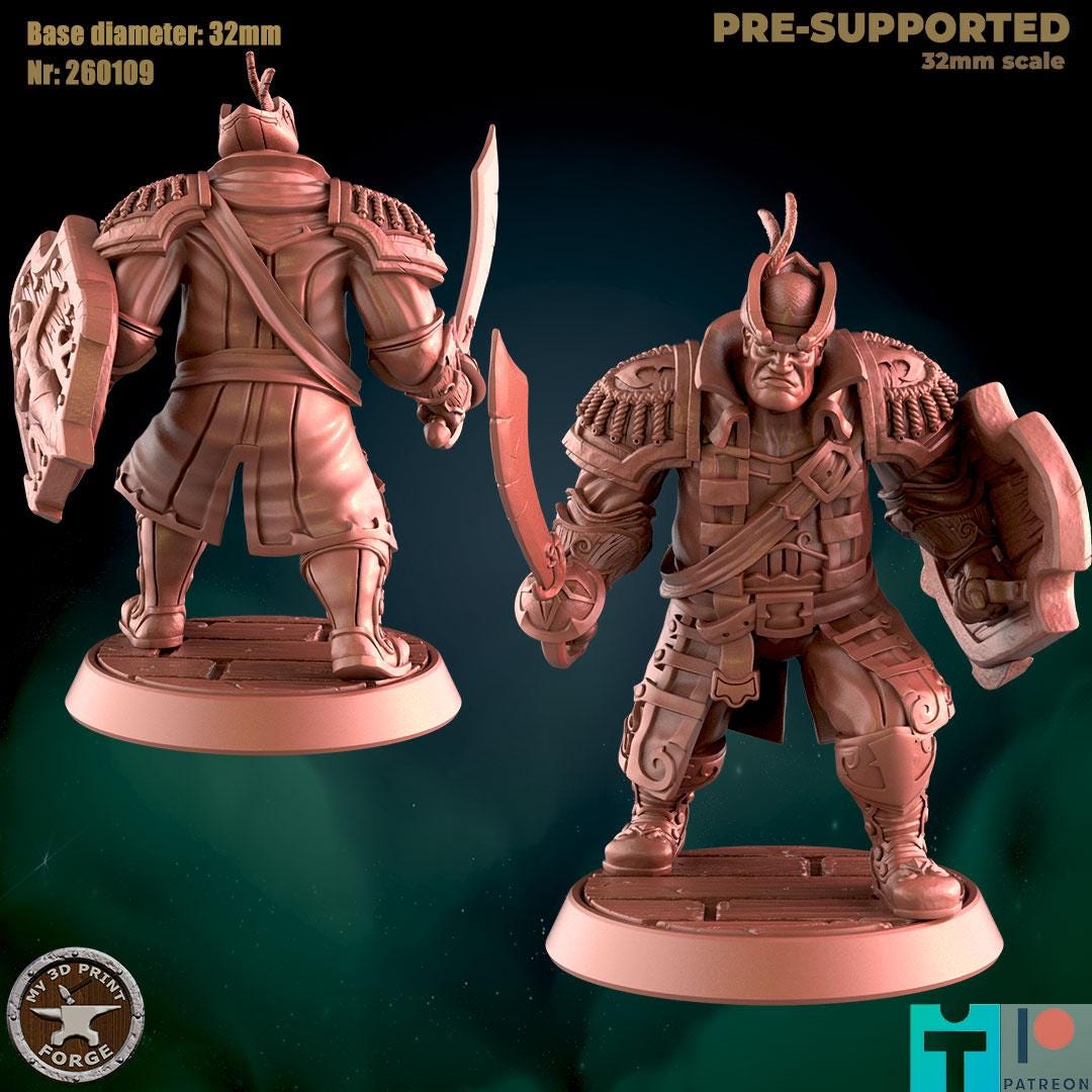 Human Tank - Port Town Humans - 32mm Scale - Unpainted Miniature for DnD, Pathfinder, Tabletop RPGs - My3dPrintForge