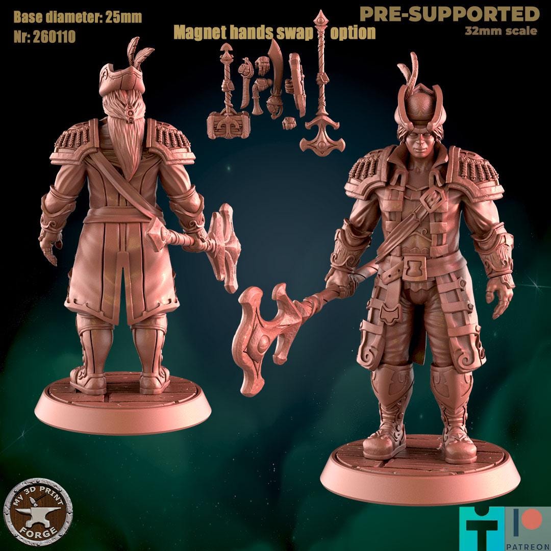 Modular Female Human Sailor - Port Town Humans - 32mm Scale - Unpainted Miniature for DnD, Pathfinder, Tabletop RPGs - My3dPrintForge