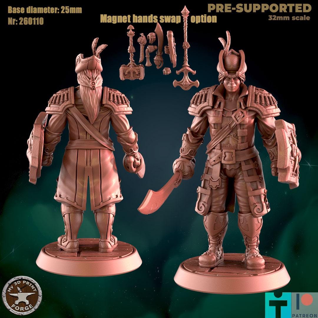 Modular Female Human Sailor - Port Town Humans - 32mm Scale - Unpainted Miniature for DnD, Pathfinder, Tabletop RPGs - My3dPrintForge